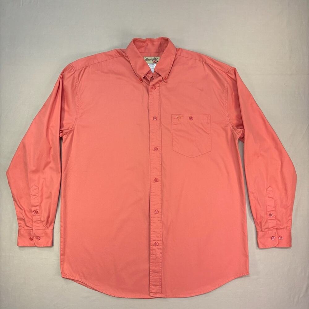 Wrangler Western Coral Button-Up Western Shirt with 20X Label Size Large